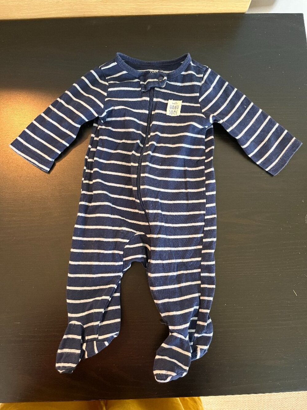 [$2 in a bundle] Carter's Hello Handsome footie pajama navy stripe